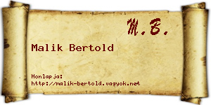Malik Bertold névjegykártya